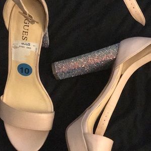 Guess heels mauve purple glitter new!
